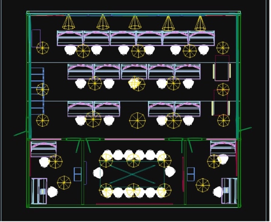 Floorplan concept for a small network operations center